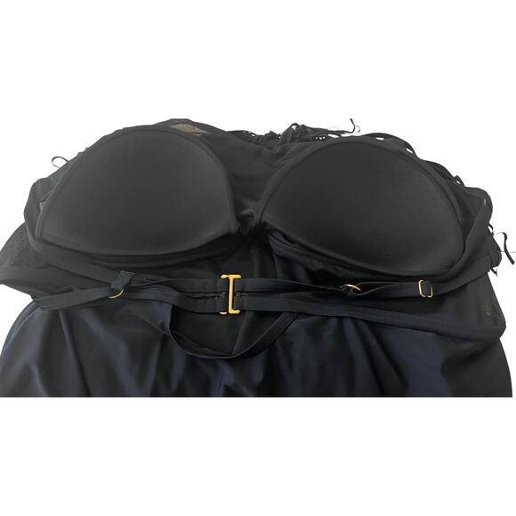 CATALINA SWIMWEAR TOP, SPAGHETTI STRAPS, PADDED BRA, WOMENS, 3X (22W-24W), BLACK - Picture 10 of 12